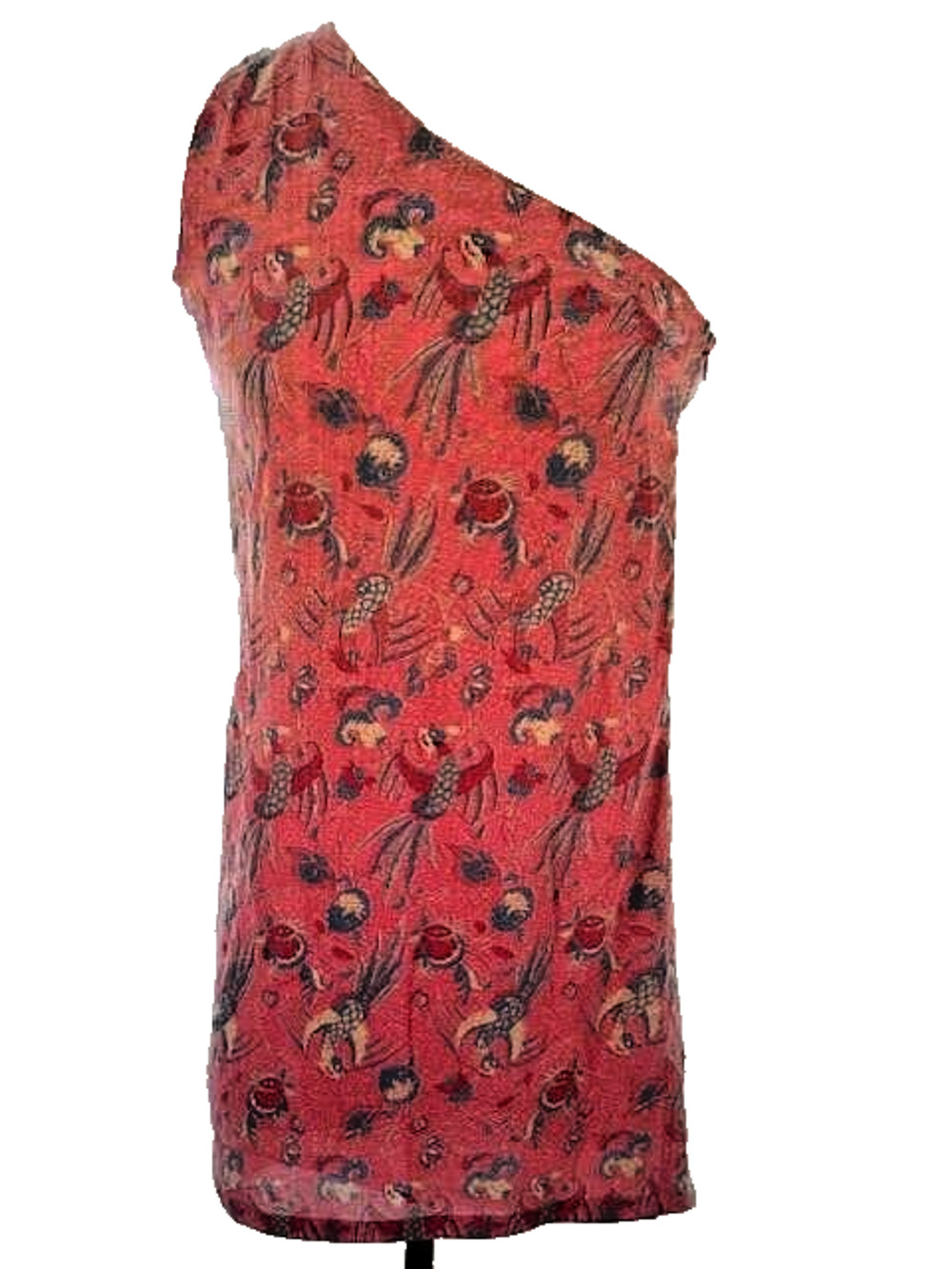 NWT French Connection One Shoulder 100% Silk Paisley Cocktail Party Dress Size 0